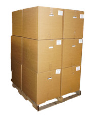 PALLET OF COLORED T-SHIRT RAGS - 50 LBs - 12 BOXES - 600 LB -  picture