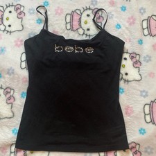 Bebe Rhinestone Tank Top Black Y2K Womens Camisole Streetwear Top S-XXL picture