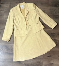 VTG First Issue Liz Claiborne 2pc Skirt Suit Cream Textured Size 14 Flawless picture