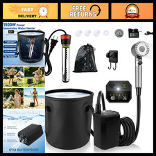 Portable Camping Shower with Heater, 6000mAh Pump, 1500W Hot Water, 20L Bucket, picture
