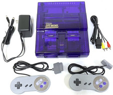 Super Nintendo SNES Translucent Funtastic PURPLE Gaming Console System Bundle picture