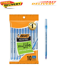 BIC Round Stic Xtra Life Blue Ballpoint Pens, Medium Point (1.0mm) 10-Count Pack picture