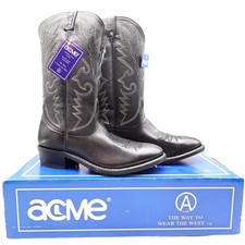 Acme Vintage Western Boots Mens 10.5 D Black Leather NWT AC205 Cowboy Deadstock picture