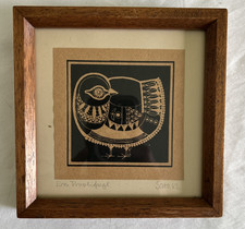 Vintage 1963 Danish Lincot Print SARO En Tivolifugl Mid Dentury Dodern Framed picture