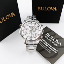 Bulova 96B255 Marine Star White Dial Quartz Stainless Steel Men's 43mm Watch NEW picture