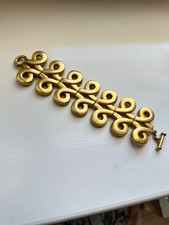 Rare Steven Vaubel Vintage Gold-Tone Sculptural Double Scroll Statement Bracelet picture
