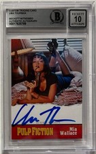 Uma Thurman Signed Pulp Fiction Custom Trading Card Beckett Witnessed Auto 10 picture