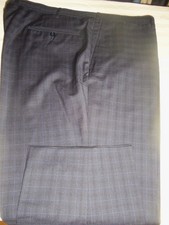 462- NWOT Ermenegildo Zegna LIGHT SILKY WOOL NAVY & BLACK Flat PANTS - 40 X 30 picture