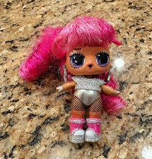 L.O.L. Surprise Girl Doll Pink Wavy Hair Blue Eyes Big Eyes Silver Outfit picture