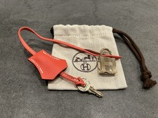 Hermes Gold Cadena Lock 114 w/Key Red Clochette Dust Bag Authentic picture