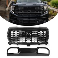 Gloss Black Fit For GMC Sierra 1500 Denali 2022-2026 Upper Lower Grille Assembly picture