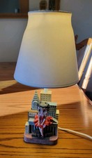 RARE Vintage Betty Boop  NEW YORK Cityscape  Table Lamp  Base with White Shade picture