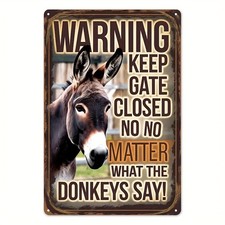 Donkey Warning Sign Aluminum Sign 8x12 Inch Funny Farmhouse Decor picture