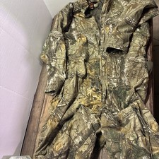 GAME WINNER Realtree Camo Hunting Coveralls Men's 3XL Lined Insulated Small rips picture