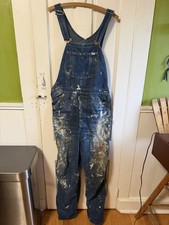 Vintage Lee Denim Bib Overalls Made in USA – Paint Splattered Workwear 1980s picture