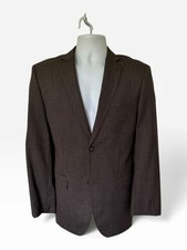 New Saks Fifth Ave Houndstooth Fine Wool Blazer 36S Black Brown 2 Vent NWOT picture