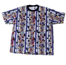 Vintage Geometric 80s Single Stitch Shirt Cotton Mens XL picture