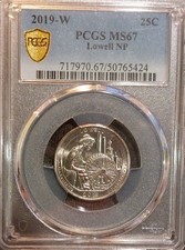 2019 W Lowell NP Quarter 25c PCGS MS67 TrueView Gold Shield West Point - WOW picture