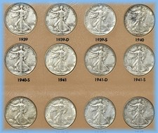 1916 - 1947 Walking Liberty Half Dollar Coin Lot ~ XF - AU ABOUT UNCIRCULATED picture