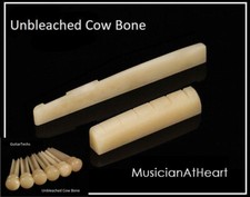 MusicianAtHeart Unbleached Slotted Bone Nut Saddle Bridge Pin WASHBURN Guitar picture
