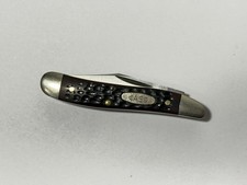 Vintage 1985 CASE XX 6220 SS Jigged Brown Peanut Pen 2 Blade Knife - BENT BLADE picture