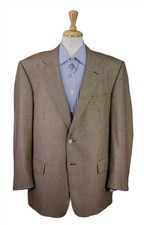 Loro Piana Alan Lebow Brown Tan Houndstooth Cashmere Silk Blazer Sportcoat 46R picture