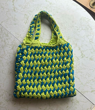 JW Anderson Women’s Blue & Green Woven Tote Bag Rectangle Top Handle picture