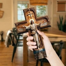 Jesus Christ Cross Christian Religious Wooden Wall Decor Faith Home Church Gift picture