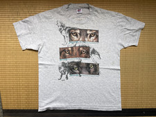 Vintage 90s Single Stitch Wolf Eyes Graphic T Shirt USA Anvil XL Wildlife picture