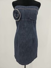 San Julian Vintage Y2K 90s Denim Mini Dress With Zipper Rose And Detail picture