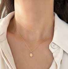 10K 14K Solid Gold Virgin Mary Miraculous Medal Pendant Our Lady Grace Necklace picture