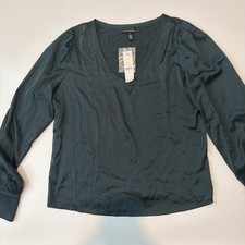 WHBM long Sleeve Woven Front Top NWT Medium picture