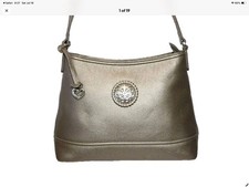 BRIGHTON FERRARA LORELLA ZINC Pearl LEATHER HANDBAG $365 EUC RARE HTF picture