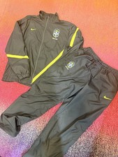 Nike Brazil CBF Full Tracksuit Jacket Pants Set Dark Grey Volt Soccer Men's L picture