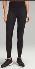 Lululemon Women 2 Black Wunder Train High Rise Tight 28” Satin Panels Athleisure picture