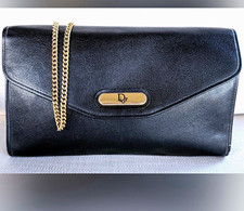 Christian Dior Vintage Black Small Shoulder Bag w/ Gold Chain Strap, Snap picture