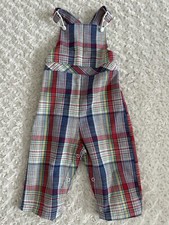 Vintage Healthtex Baby Toddler Boy 18-24 Months Plaid Bib Overalls 1980s USA picture