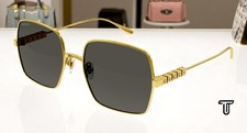GUCCI GG1434S 001 Institutional Logo Gold Grey 57 mm Women's Sunglasses picture