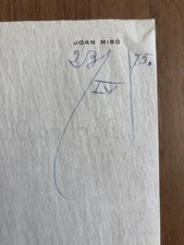 Rare Joan Miró Autograph 1975 Signed Personal Stationery Page Original picture