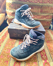 Columbia Newton Ridge Unisex Kids Hiking Ankle Boots Suede Lace Up Blue 6 picture
