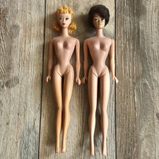 Vintage Blonde #4 Ponytail Barbie & Bubble Cut Doll Mattel Needs TLC Green Ear picture