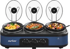 Triple Slow Cooker, Buffet Food Warmer with 3 x 1.5 QT Removable Ceramic Pots picture