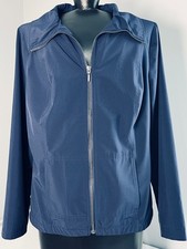 Chico's Weekends Jacket Blue Lightweight Full Zip Pockets Minimalist Size M picture