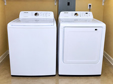 Samsung White Top-Load Electric Washer & Dryer Set Freestanding Side-by-Side picture