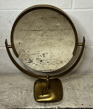 Vintage MCM Heavy Brass Vanity Mirror Charles Hollis Jones Swivel Tilting 20” picture