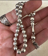 Vtg Middle Eastern 925 Sterling Silver Worry Beads tasbih 6.85MM   35 Beads picture