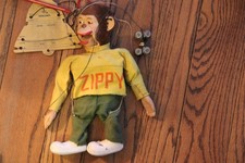 Vintage 1950s ZIPPY Monkey Marionette w/UNITROL Control & Original Roller Skates picture