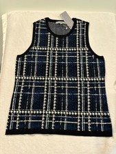 NWT Daniel Rainn Blue Black Plaid Crewneck Sweater Tank Top Vest Size L Large picture