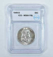 1949-D Franklin Half Dollar MS64 FBL ICG picture