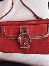 Red Vintage Coach Soho Signature Wristlet picture